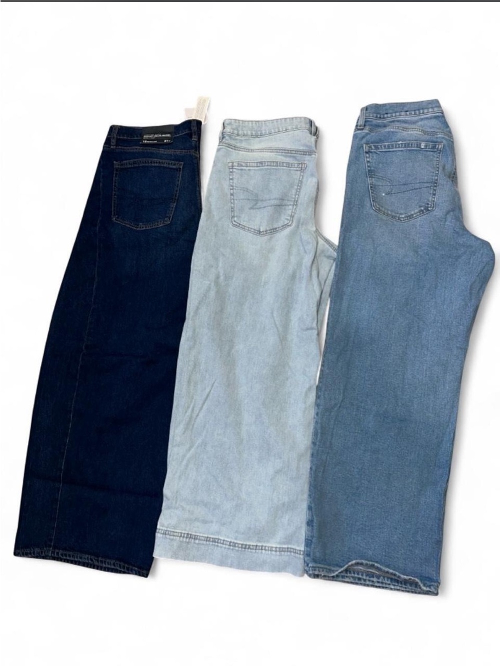 AE Denim Jeans Trio - Dark Blue, Light Blue, Medium Blue
